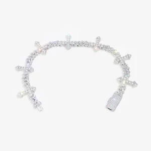 Moissanite Cross Cuban Link Bracelet