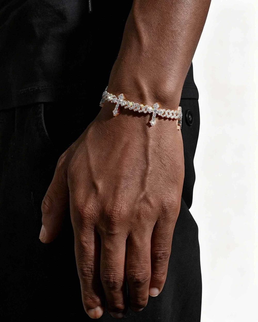 Moissanite Cross Cuban Link Bracelet - Image 2
