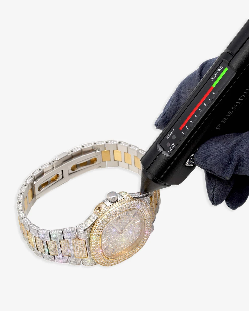 Circle Face Moissanite Watch Yellow Gold - Image 5