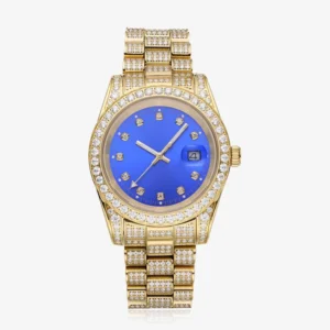 Moissanite Presidential Watch | Blue Face | 41MM