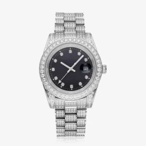 Moissanite Presidential Watch | Black Face | 41MM
