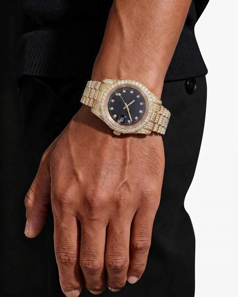Moissanite Presidential Watch | Black Face | 41MM - Image 2