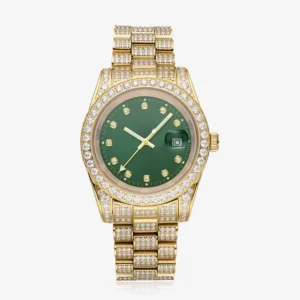 Moissanite Presidential Watch | Green Face | 41MM