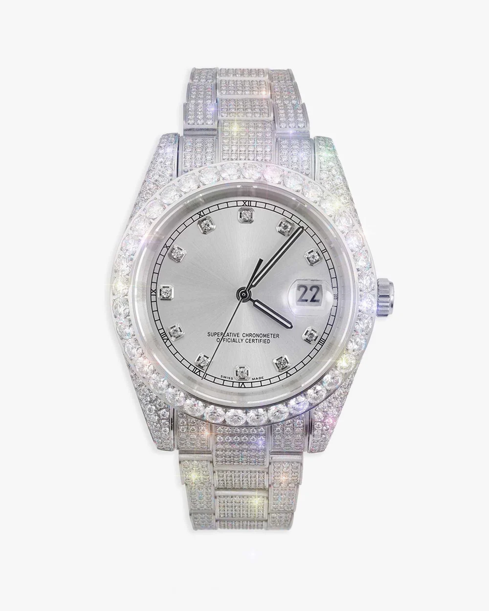 Moissanite Presidential Watch | White Face | 41MM