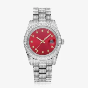 Moissanite Presidential Watch | Red Face | 41MM