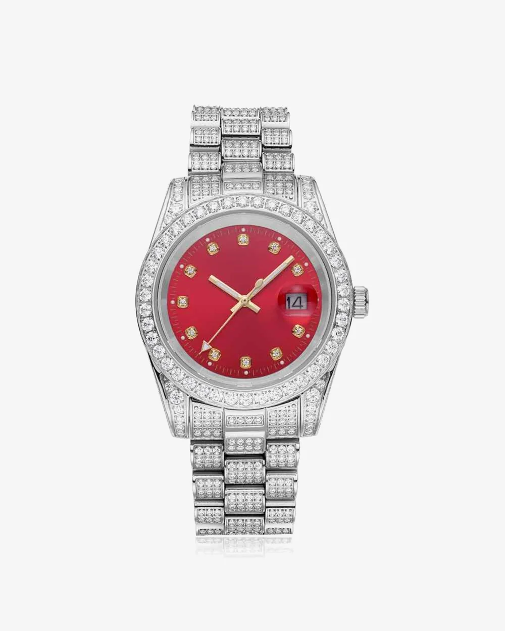 Moissanite Presidential Watch | Red Face | 41MM