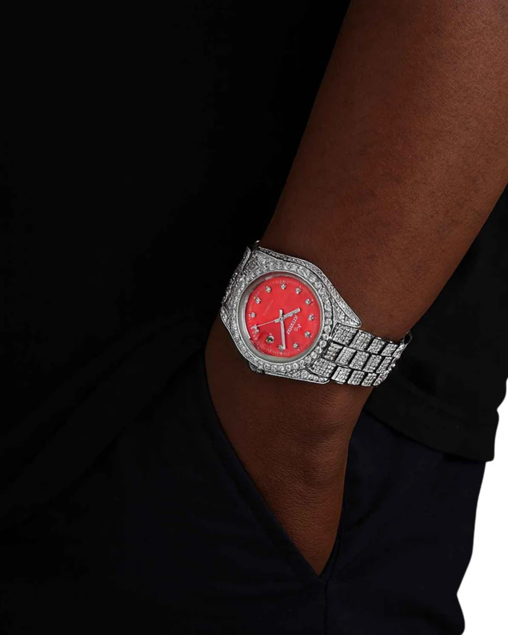 Moissanite Presidential Watch | Red Face | 41MM - Image 2