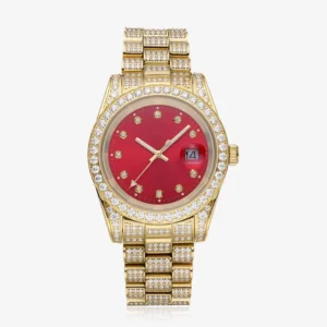 Moissanite Presidential Watch | Red Face | 41MM