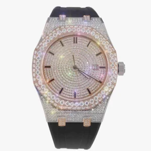Moissanite Iced Out Silicone Band Watch