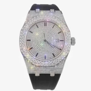 Moissanite Iced Out Silicone Band Watch